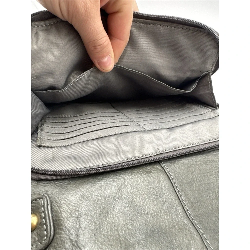 Great American Leather Works Gray Bag Crossbody Multi-Zipper Pocket Adjustable